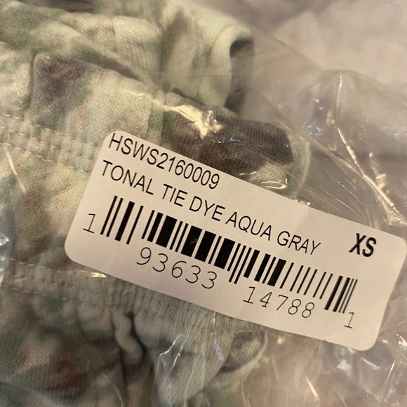 Halston Studios Drawstring Joggers in Aqua Grey Tonal Tie Dye - NWT XS - Picture 7 of 11